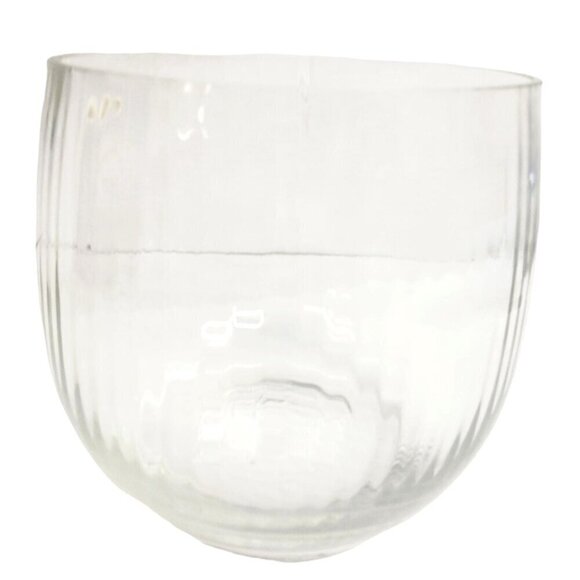 European Collection Blown Ribbed Glass Vase, Bowl  7" x 7" Made In Turkey, Weddi - Picture 6 of 12
